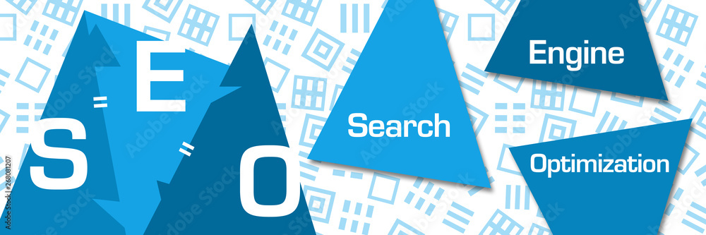 Naklejka premium SEO - Search Engine Optimization Blue Triangle Horizontal 