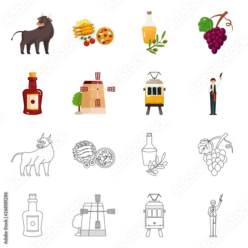 Isolated object of  and historic logo. Collection of  and country stock symbol for web.