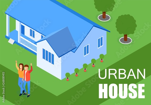 Vector Illustration Inscription Urban House Flat. 