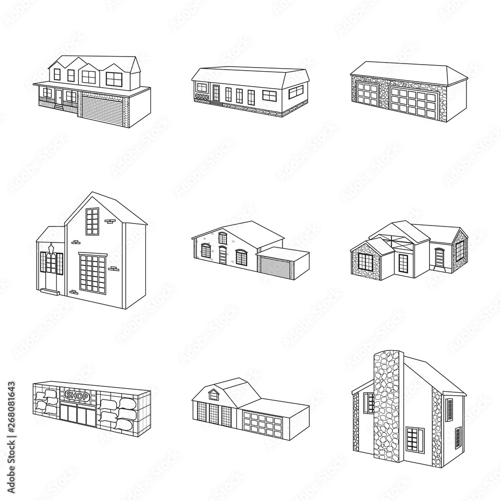 Vector design of city and construction icon. Collection of city and estate stock vector illustration.
