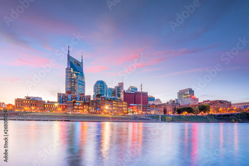 Nashville, Tennessee downtown skyline with Cumberland River in USA photo