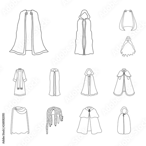 Vector illustration of robe and garment icon. Set of robe and cloth vector icon for stock.