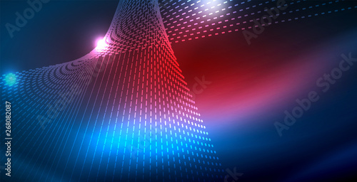 Color neon lights with waves abstract background