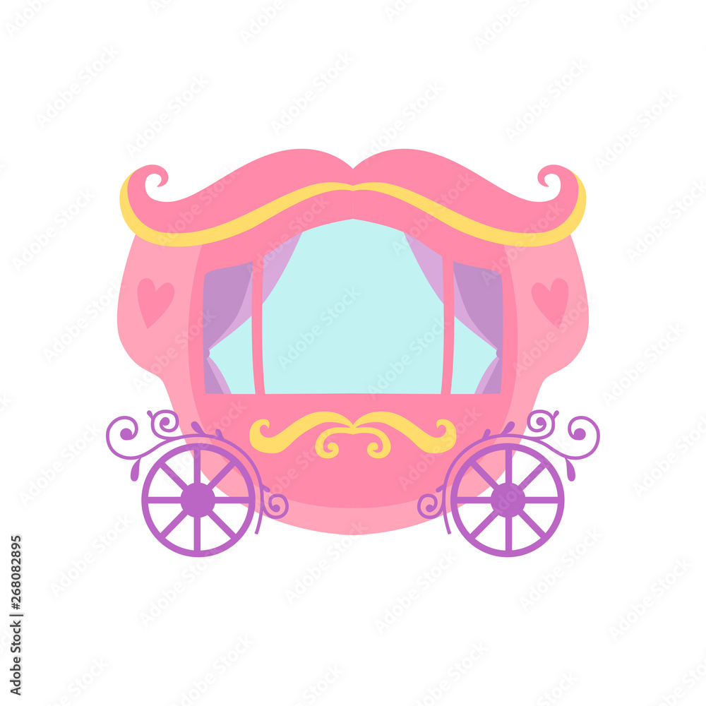 Cute Pink Princess Fairytale Carriage Cartoon Vector Illustration Cute Pink Princess Fairytale Carriage Cartoon Vector Illustration