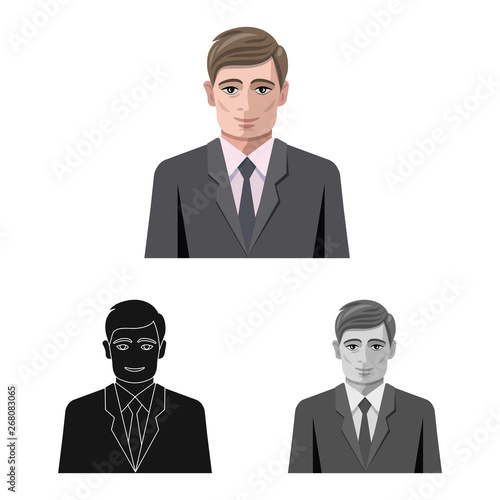 Isolated object of hairstyle and profession  icon. Collection of hairstyle and character  stock symbol for web.
