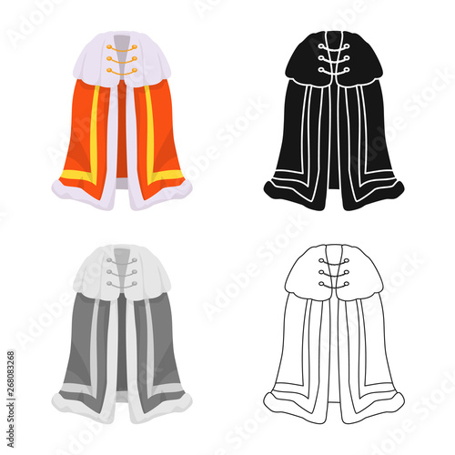 Vector design of cape and king sign. Set of cape and super vector icon for stock.