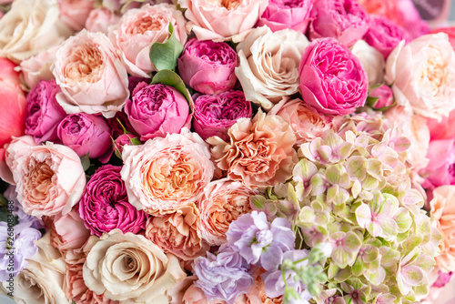Close-up Large Beautiful bouquet of mixed flowers. Flower background and  Wallpaper. Floral shop concept . Beautiful fresh cut bouquet. Flowers  delivery Stock Photo | Adobe Stock