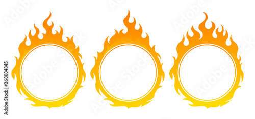 Round fire frame. Design element