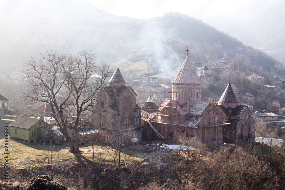Armenian church in nature. Armenia, spring