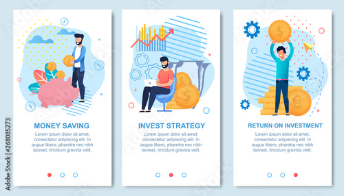 Money Saving and Investment Social Media Flat Set