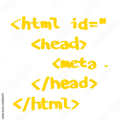 Handgezeichnete Code-Schnipsel in gelb