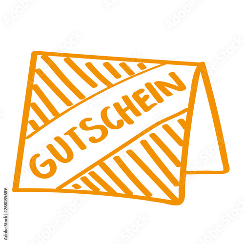 Handgezeichnete Gutschein-Karte in orange
