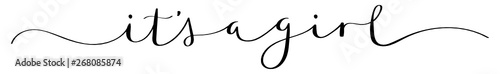 IT'S A GIRL black brush calligraphy banner