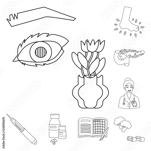 Vector design of mellitus and diabetes icon. Set of mellitus and diet stock symbol for web.