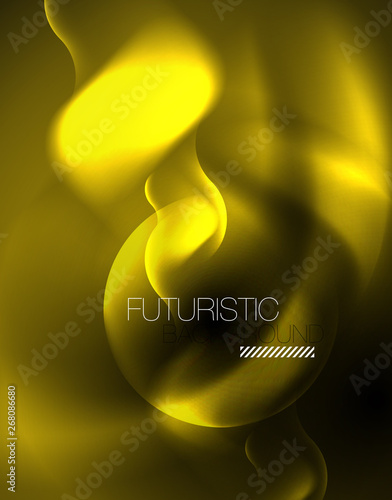 Shiny neon geometric waves template