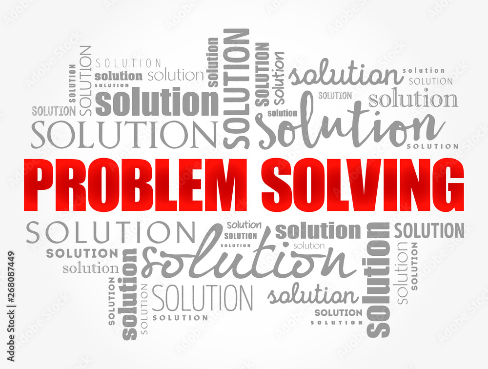 Problem solving aid word cloud collage, business concept background