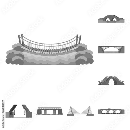 Vector illustration of design and construct logo. Set of design and bridge stock vector illustration.