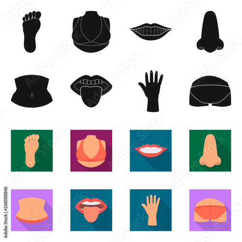 Isolated object of body and part icon. Set of body and anatomy stock vector illustration.