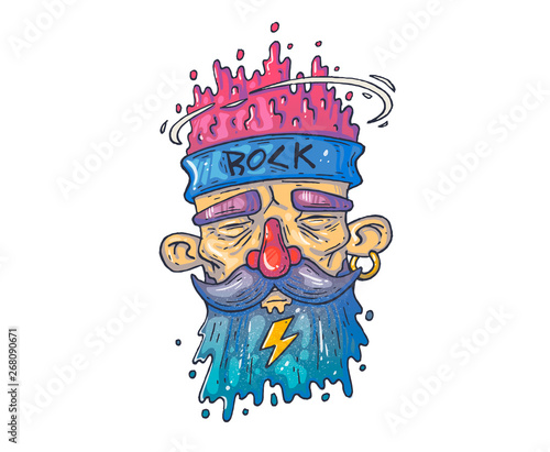 old man face. Cartoon illustration for print and web. Character in the modern graphic style.