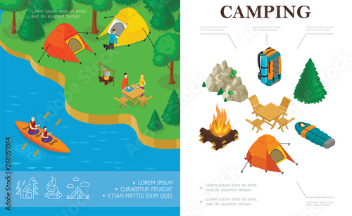 Isometric Summer Camping Concept