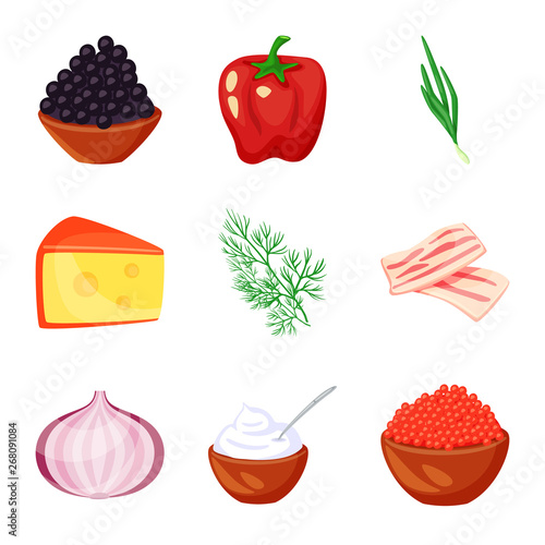 Vector design of food  and flavors icon. Collection of food  and ingredient  stock symbol for web.
