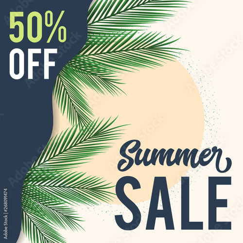happy summer sale background layout for banners. voucher discount. colorful Vector illustration