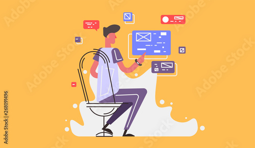 Vector illustration of a super professional programmer or project manager. Funny cartoon character.