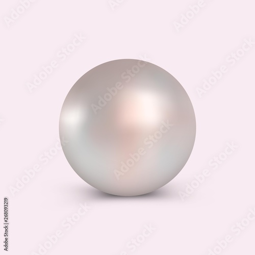 Pearl for use in advertising cosmetic and jewelry. Bright, vector, realistic, sea pearl. Ready logo for jewelry store, perfumery, cosmetic, beauty salon, restaurant and more.