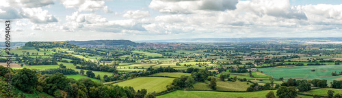 Panoramic view of the Severn Valley from Coaley Peak, Gloucestershire, England, United Kingdom