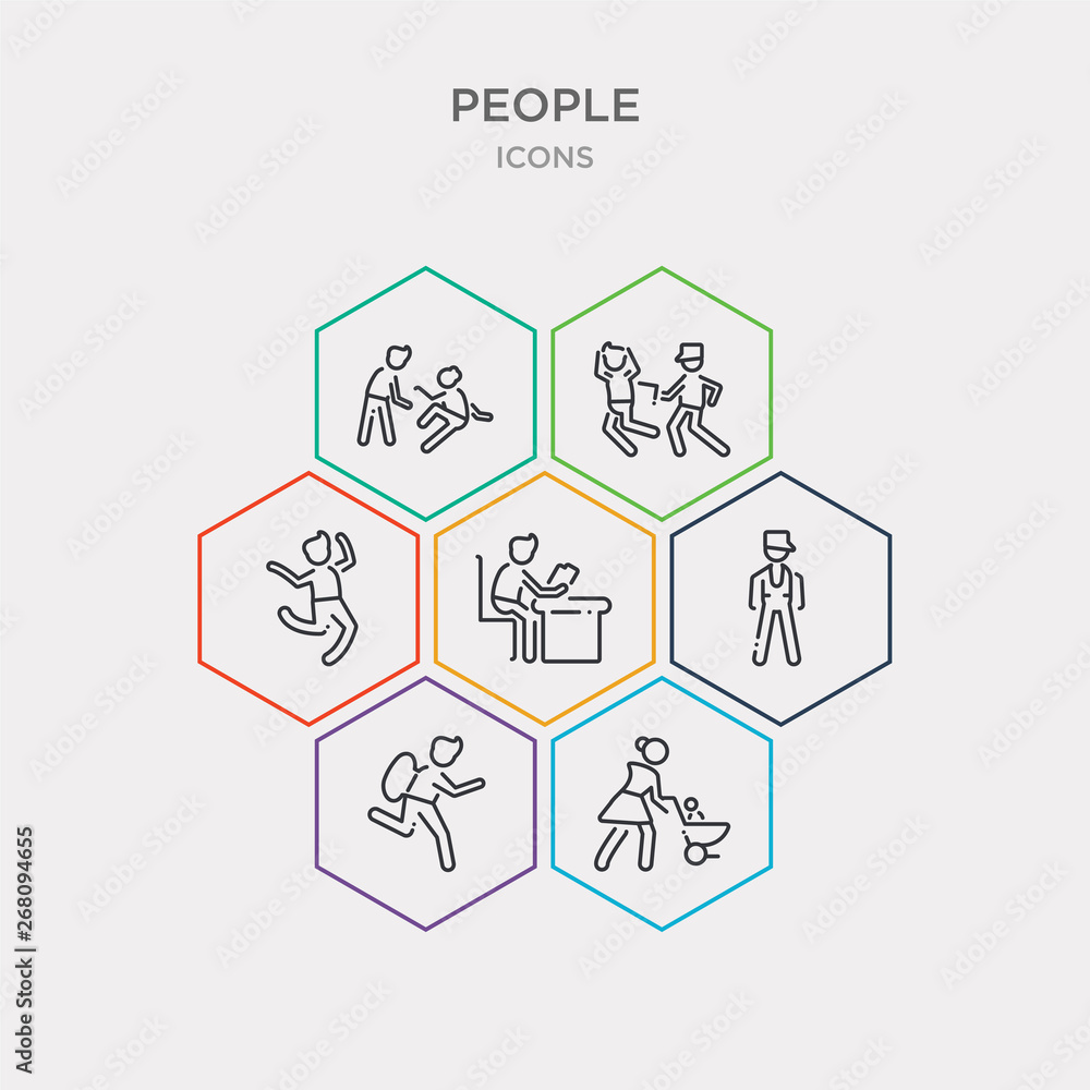 simple set of mother walking with baby stroller, backpacker running, policeman standing up, person reading at the office icons, contains such as icons happy man jumping, police arresting man, man simple set of mother walking with baby stroller, backpacker running, policeman standing up, person reading at the office icons, contains such as icons happy man jumping, police arresting man, man