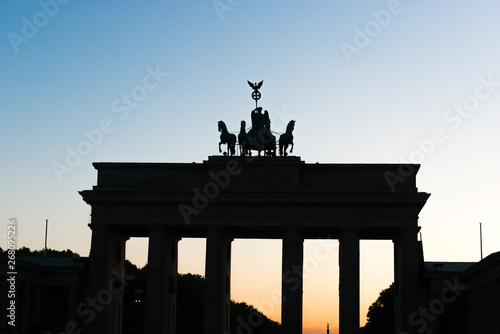 Silhouette of Brandenburg Gate in Berlin, Germany