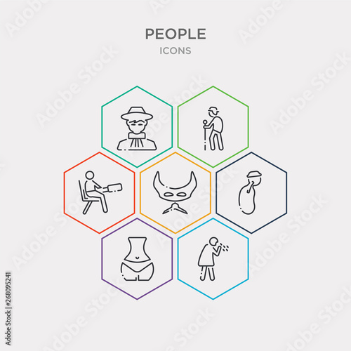 simple set of cough, hips, throat, devil mask icons, contains such as icons pacient, old man, argentina and more. 64x64 pixel perfect. infographics vector