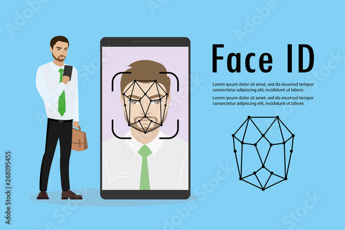 Face id concept background,Personality Recognition,place for text,