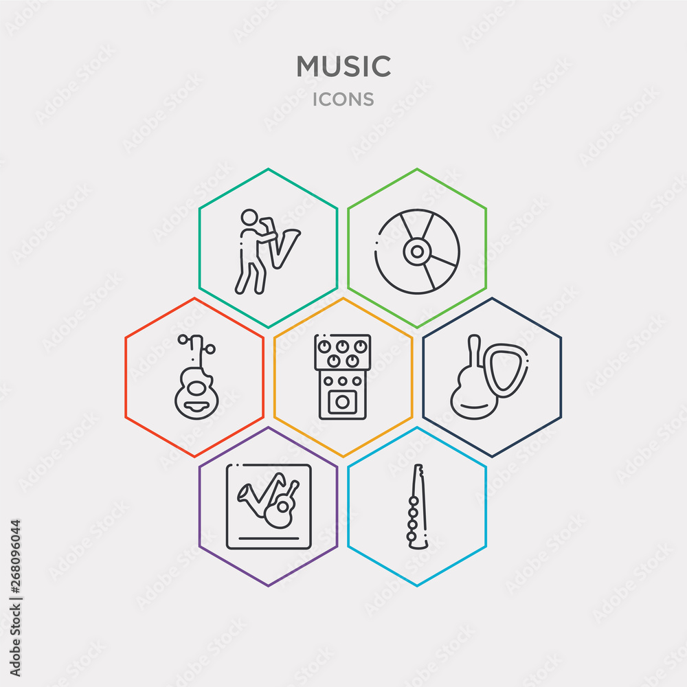 simple set of piccolo, event poster, guitar pick, guitar pedal icons, contains such as icons spanish guitar, long play, musician with saxophone and more. 64x64 pixel perfect. infographics vector simple set of piccolo, event poster, guitar pick, guitar pedal icons, contains such as icons spanish guitar, long play, musician with saxophone and more. 64x64 pixel perfect. infographics vector