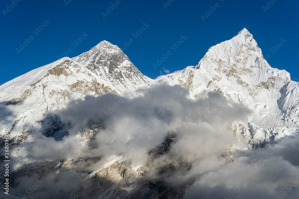 Everest and Nuptse mountain peak view from Kalapattar view point, Himalayas range, Nepal