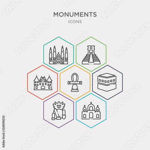 simple set of sacre coeur, imperial guardian lion, kaaba building, egyptian icons, contains such as icons medieval, maya pyramid, sagrada familia building and more. 64x64 pixel perfect. infographics