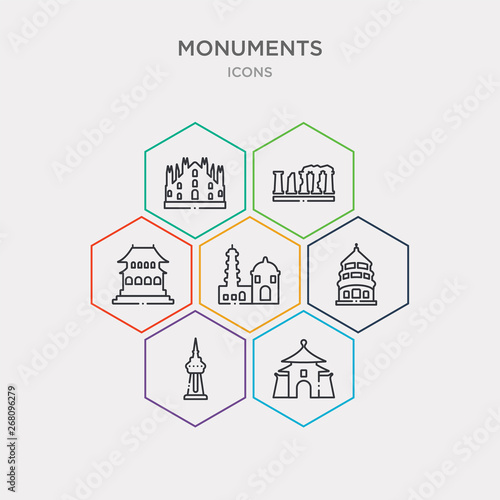 simple set of chiang kai shek memorial hall, canadian national tower, temple of heaven in beijing, qutb minar in new delhi icons, contains such as icons hall of supreme harmony in beijing, temple