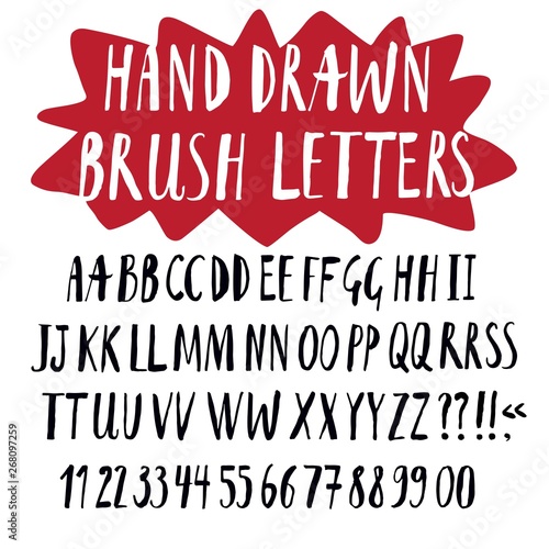 Brush hand drawn vector font