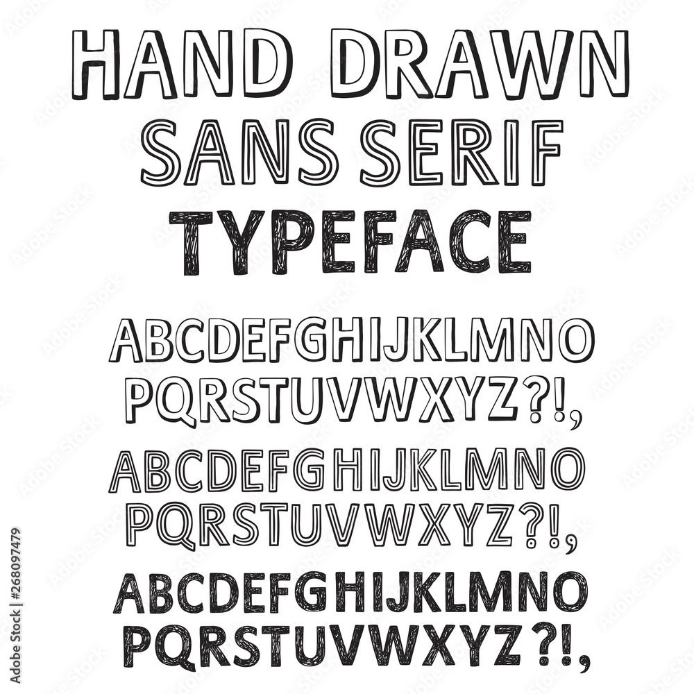 Obraz premium Hand drawn vector fonts set