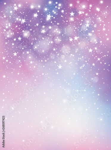 Vector violet, sparkling background with lights and stars.