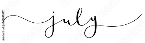 JULY black brush calligraphy banner with swashes photo