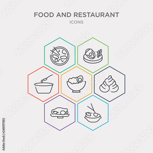 simple set of cantonese seafood soup, peking duck, baozi, congee icons, contains such as icons black sesame soup, braised abalone, beef chow fun and more. 64x64 pixel perfect. infographics vector