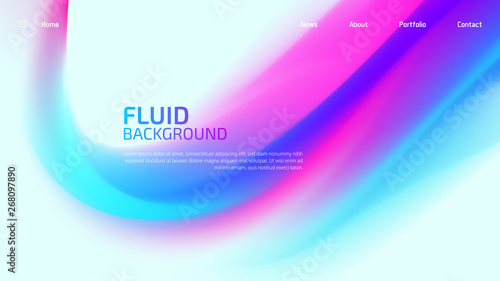 Fototapeta Naklejka Na Ścianę i Meble -  Trendy fluid gradient background for landing page background, colorful abstract liquid 3d shaped. Futuristic design backdrop for banner, poster, cover, flyer, presentation, advertising