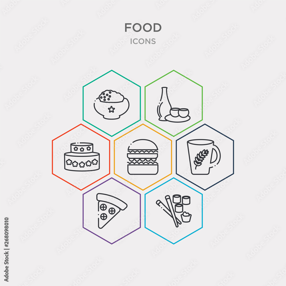simple set of sushi and chopsticks, triangular pizza slice, warm black mug, double burger icons, contains such as icons cake with one candle, sake, rice bowl and more. 64x64 pixel perfect.