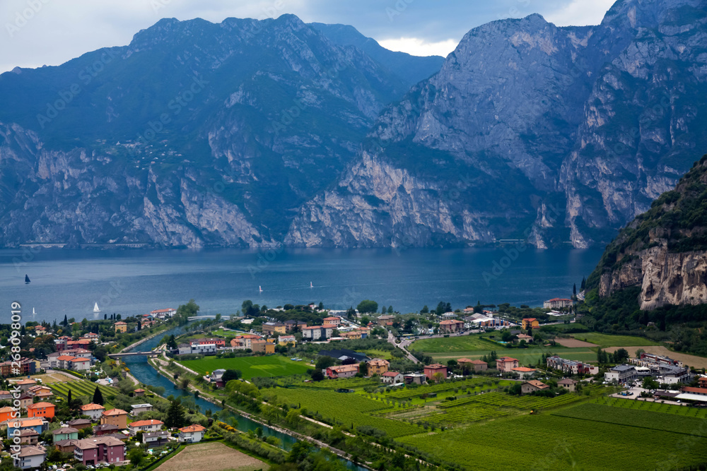 Torboe town and the mountains, Garda Lake