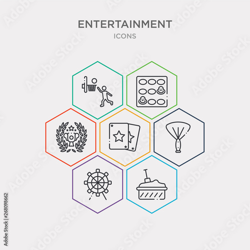 simple set of sandbox, spinning wheel, pom pom, card game icons, contains such as icons glory, whack a mole, dunk and more. 64x64 pixel perfect. infographics vector