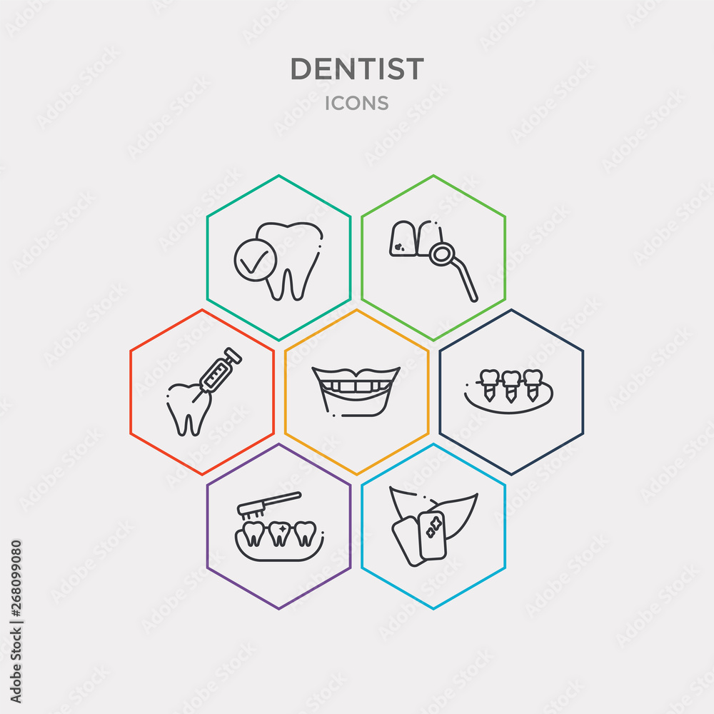 simple set of mint gum, clean tooth, denture, mouth icons, contains such as icons dental needle, dental, healthy tooth and more. 64x64 pixel perfect. infographics vector