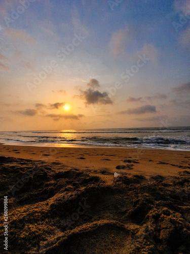 Beautiful sunrise from kovalam beach Chennai
