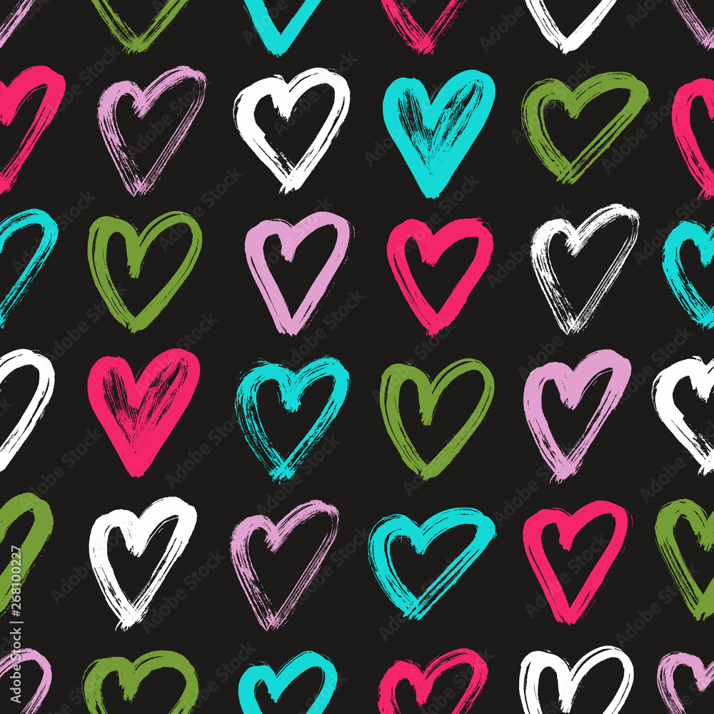 Heart hand drawn seamless pattern. Vector illustration. Heart hand drawn seamless pattern. Vector illustration.