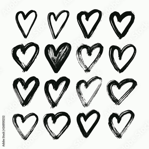 Hearts hand drawn set. Vector illustration. photo